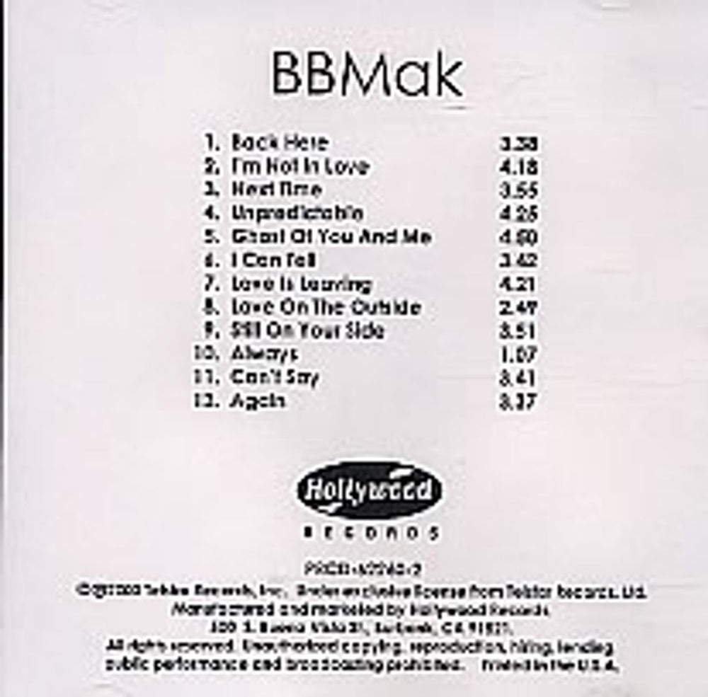 Bbmak BBMak - CD acetate US Promo CD-R acetate CD-R ACETATE