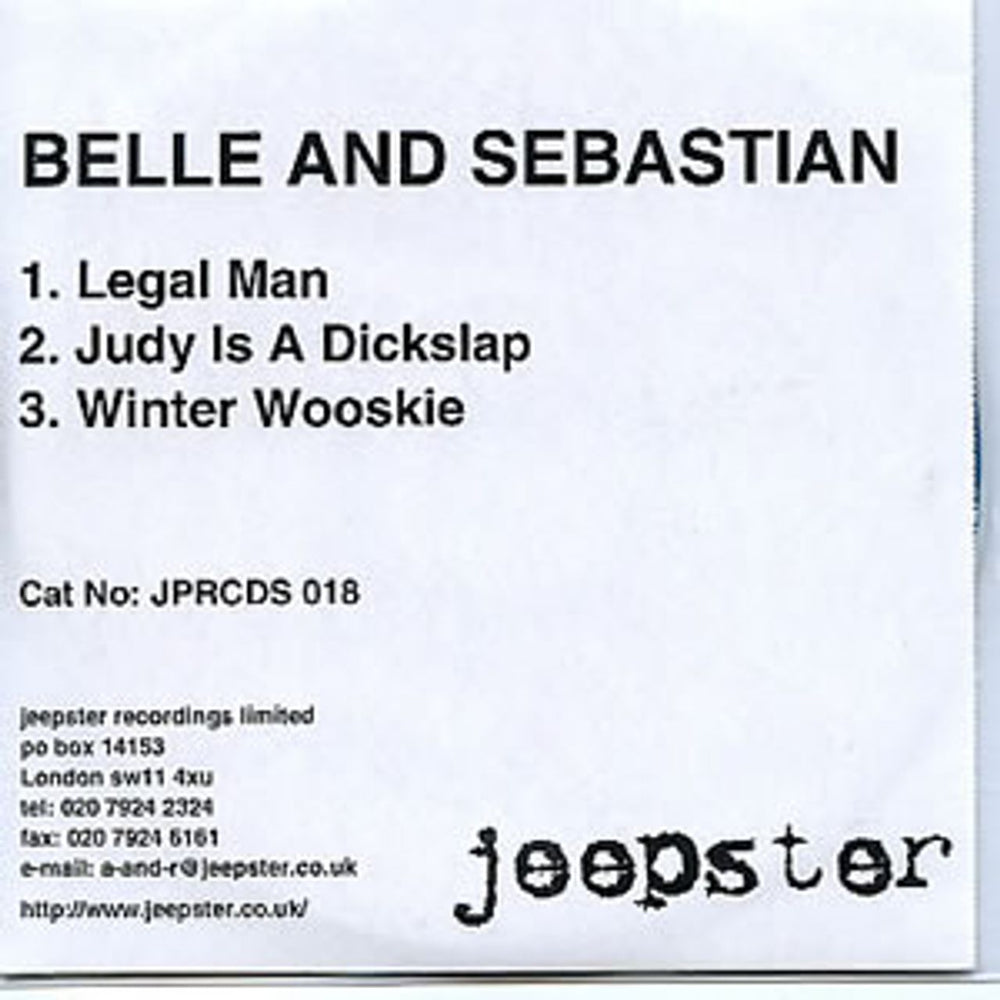 Belle & Sebastian Legal Man UK Promo CD-R acetate CD-R ACETATE