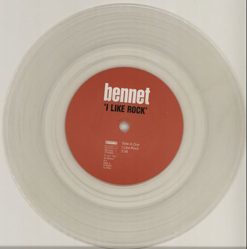 Bennet I Like Rock - Clear Vinyl UK 7" vinyl single (7 inch record / 45) BNT07IL569896