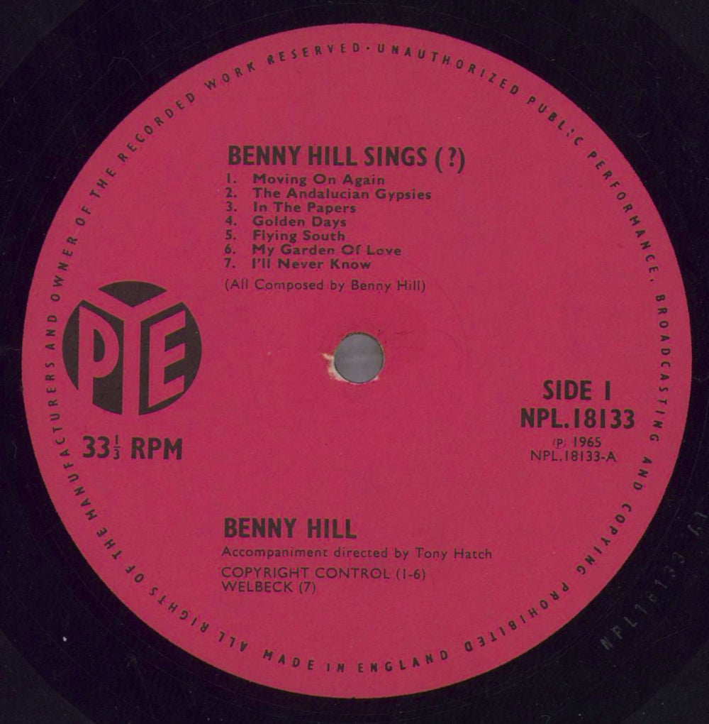 Benny Hill Benny Hill Sings ? UK vinyl LP album (LP record) BHILPBE820596