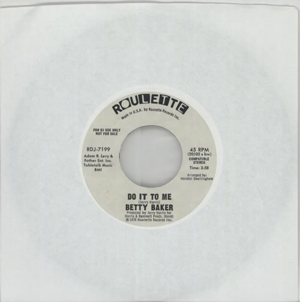 Betty Baker Do It To Me UK Promo 7" vinyl single (7 inch record / 45) RDJ-7199