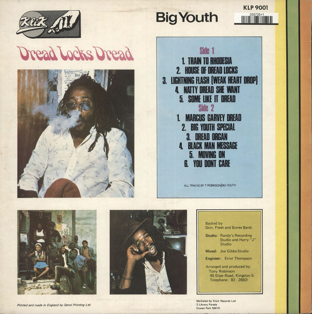 Big Youth Dread Locks Dread UK vinyl LP album (LP record)