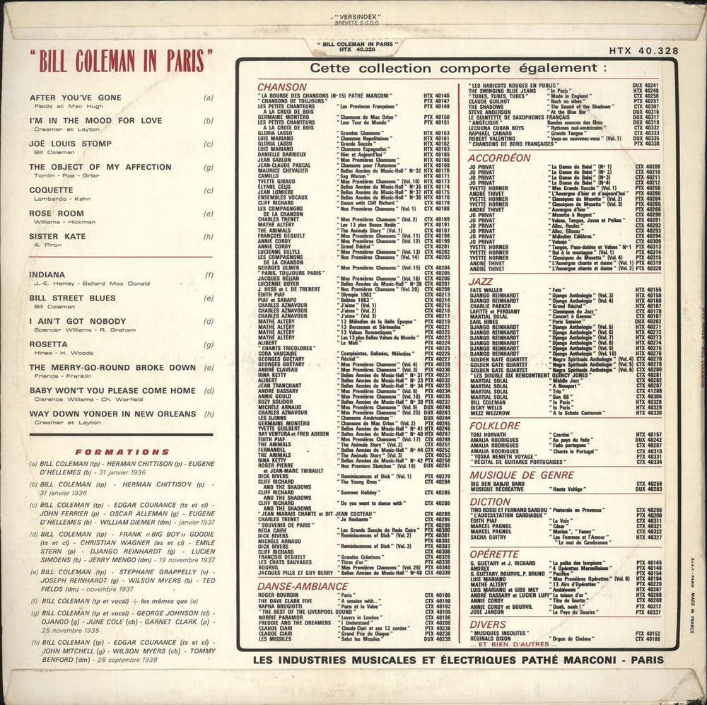 Bill Coleman In Paris French vinyl LP album (LP record)