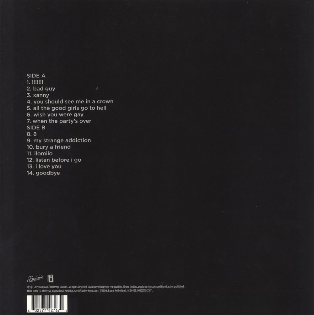 Billie Eilish When We All Fall Asleep, Where Do We Go? LP Vinyl Orange