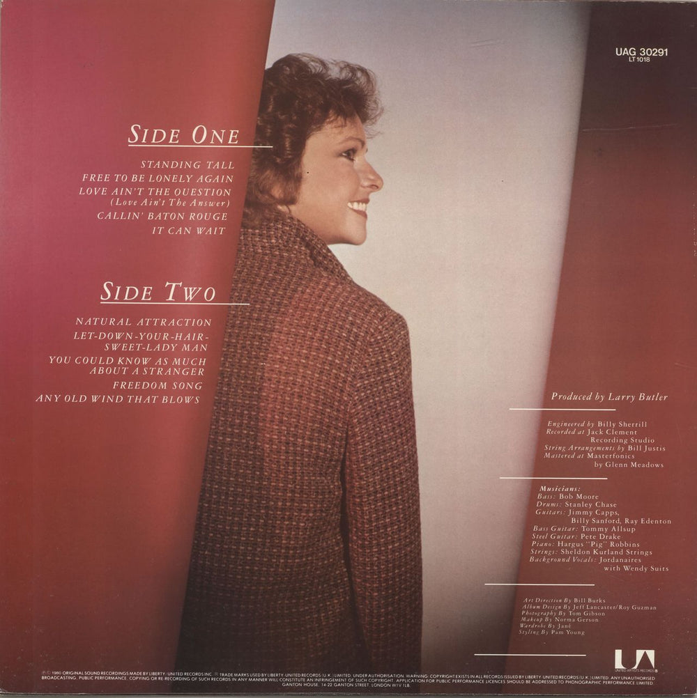 Billie Jo Spears Standing Tall UK vinyl LP album (LP record)