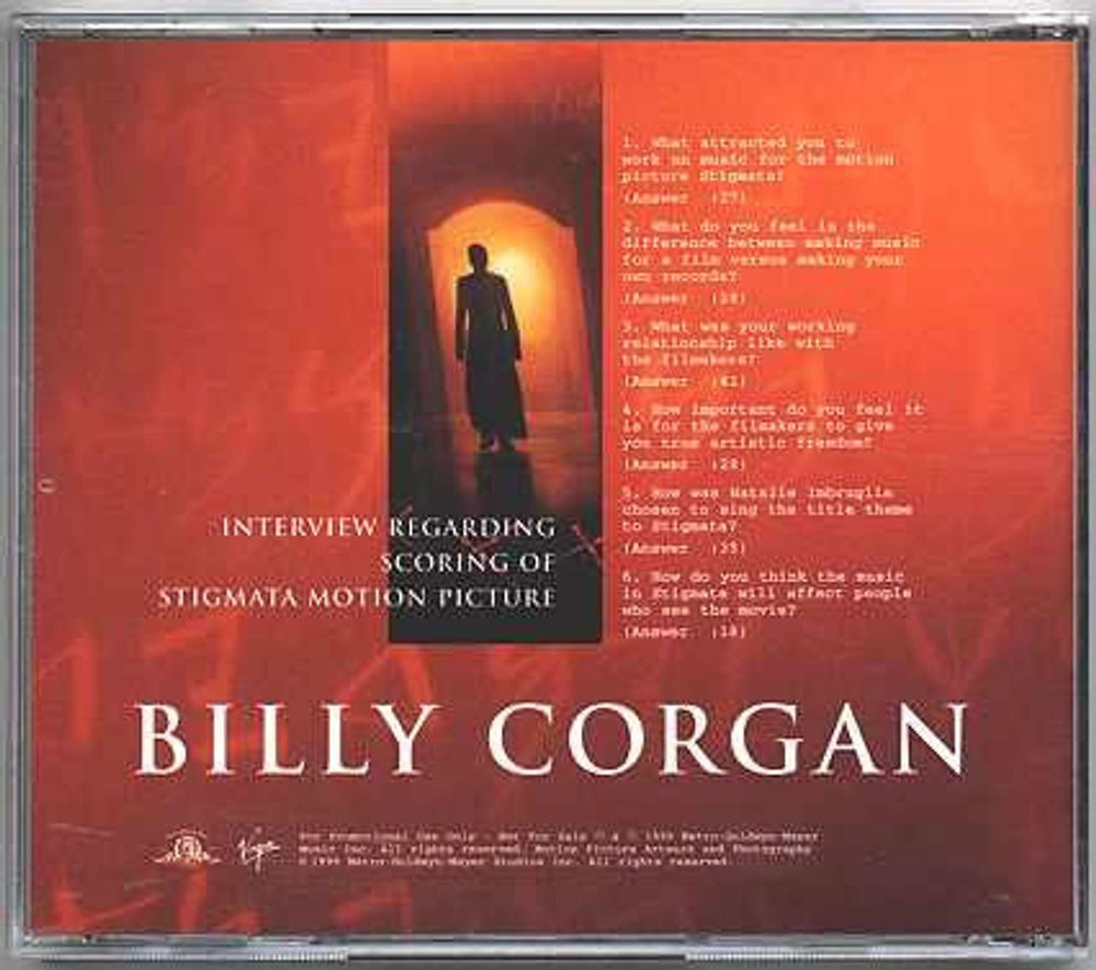 Billy Corgan Interview Regarding Scoring Of Stigmata Motion Picture US Promo CD album (CDLP) DPRO-14384