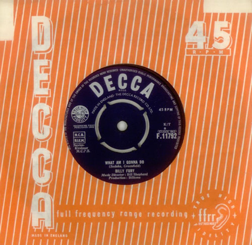 Billy Fury What Am I Gonna Do UK 7" vinyl single (7 inch record / 45) F.11792