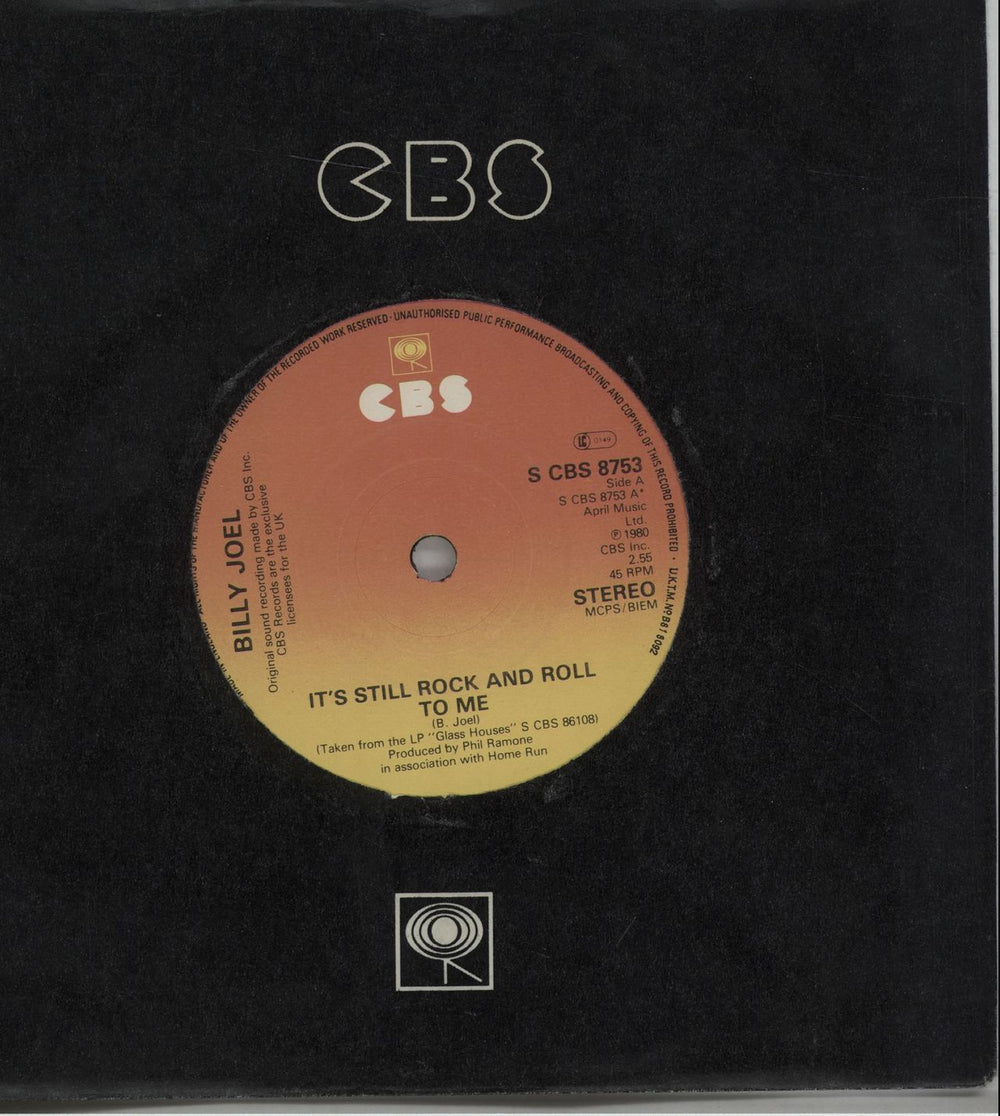 Billy Joel It's Still Rock And Roll To Me UK 7" vinyl single (7 inch record / 45) SCBS8753