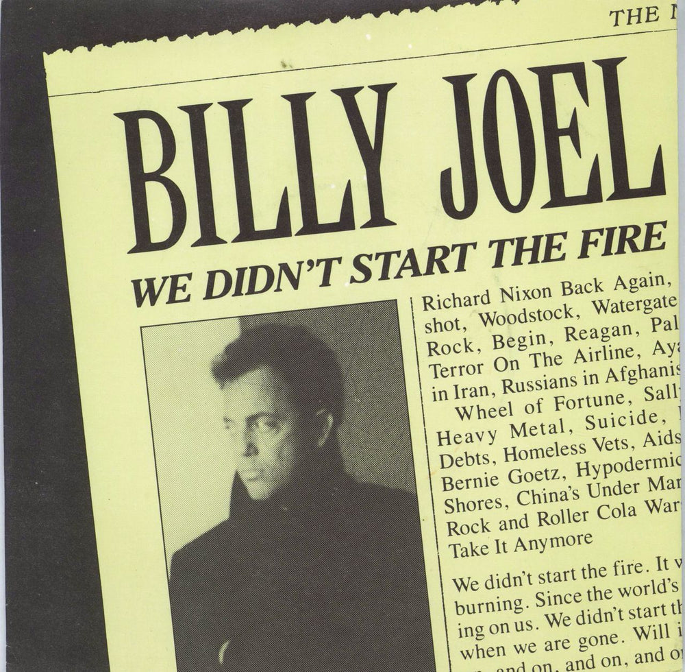 Billy Joel We Didn't Start The Fire UK 7" vinyl single (7 inch record / 45) JOEL1