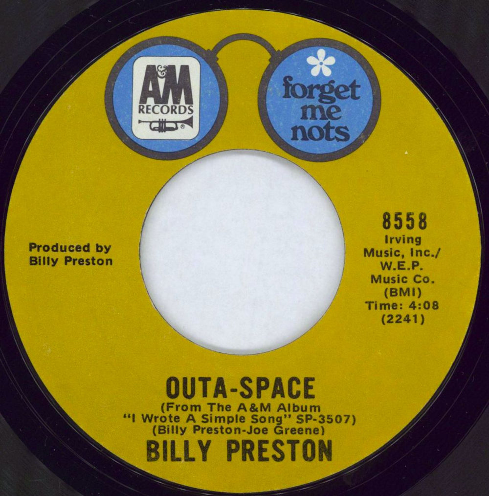 Billy Preston Outa-Space US 7" vinyl single (7 inch record / 45) 8558