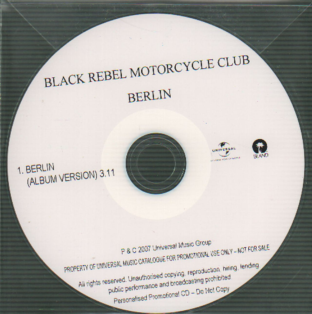 Black Rebel Motorcycle Club Berlin UK Promo CD-R acetate RBCCRBE646287