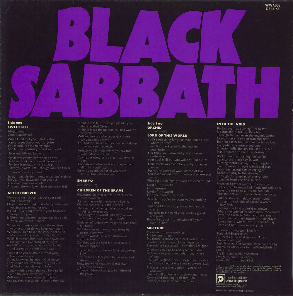 Black Sabbath Master Of Reality UK vinyl LP album (LP record)