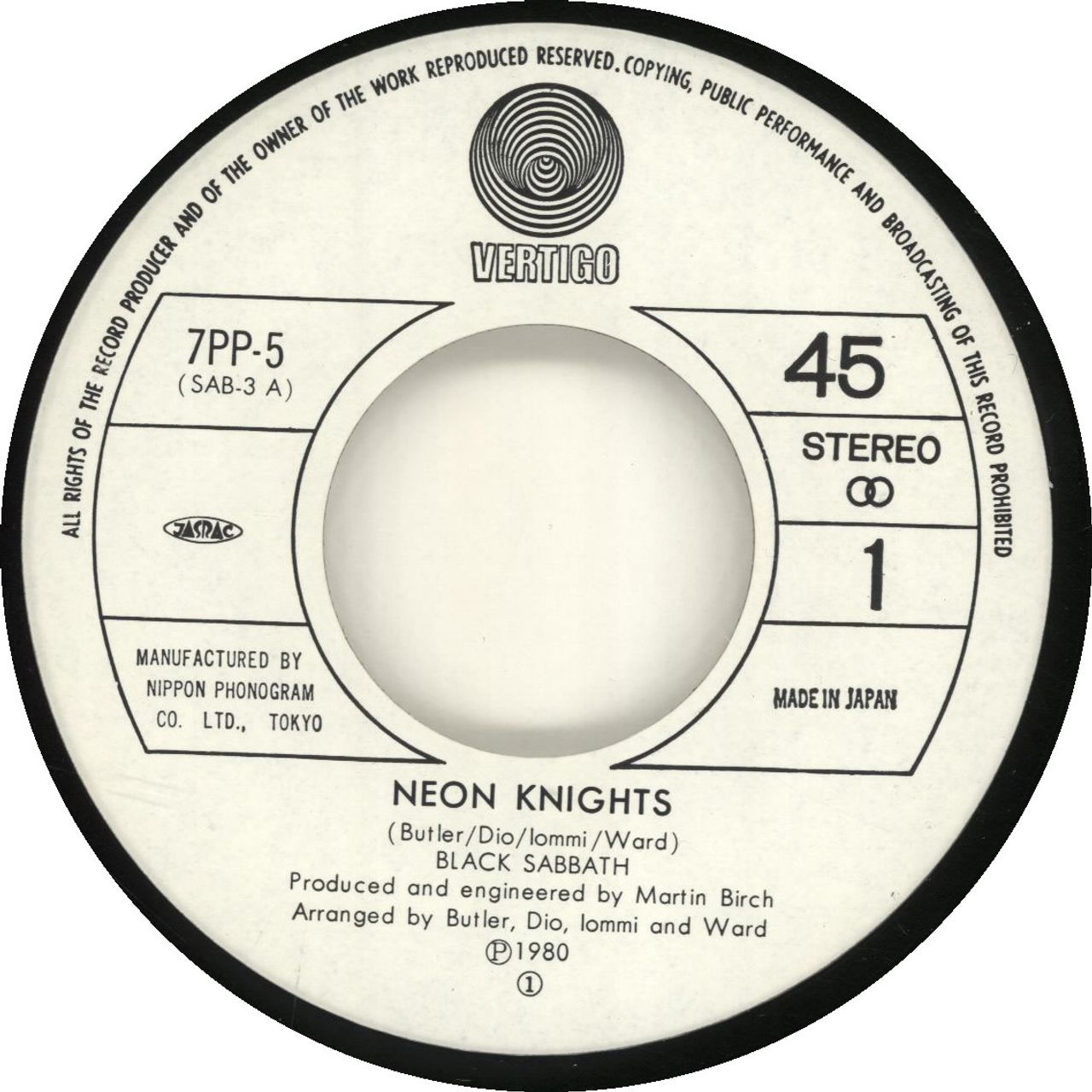 Black Sabbath Neon Knights Japanese 7