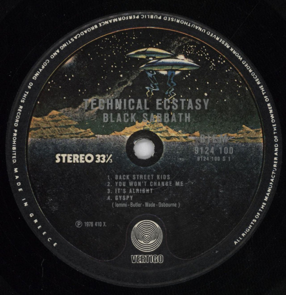 Black Sabbath Technical Ecstasy Greek vinyl LP album (LP record) BLKLPTE568308