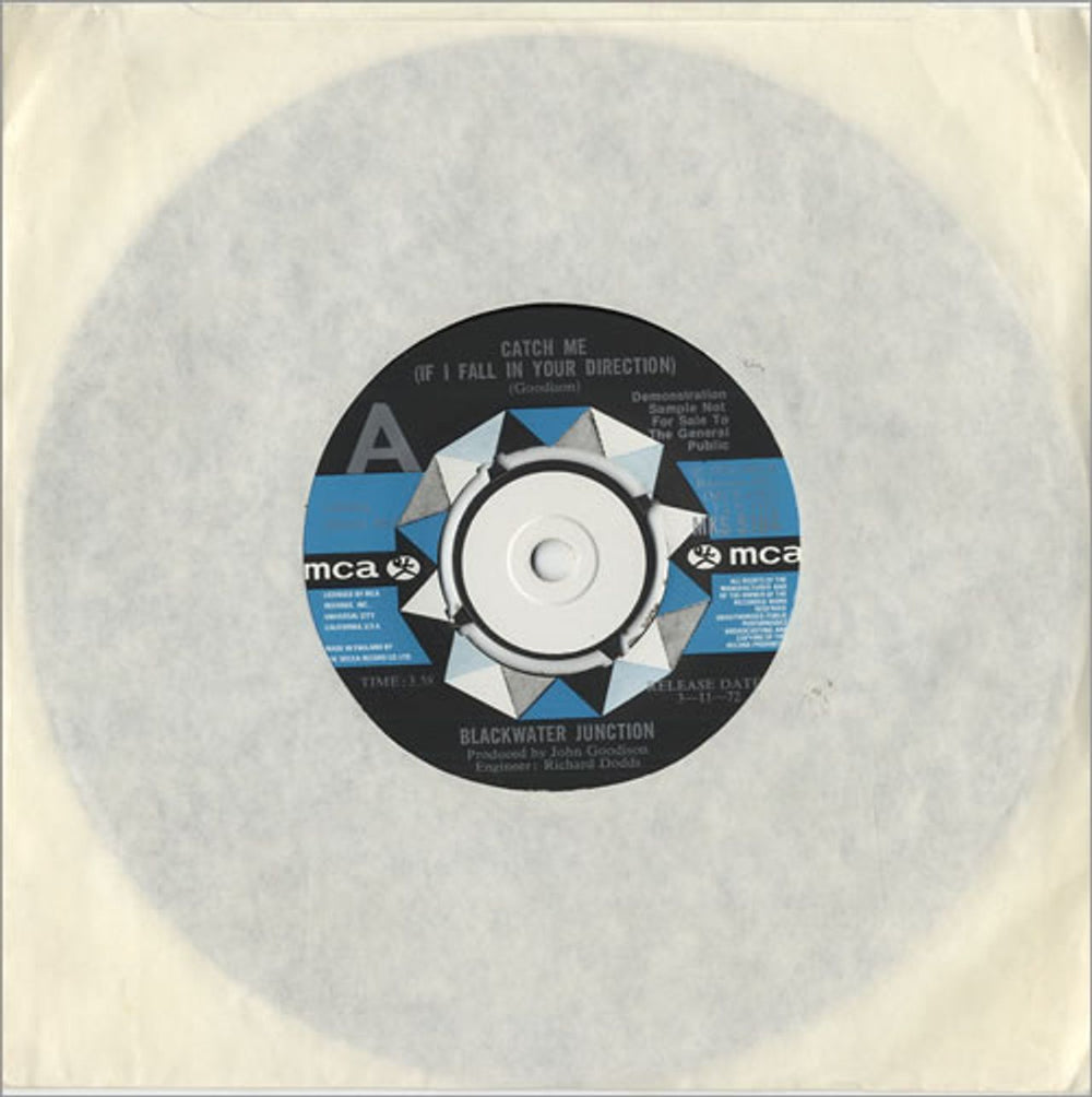 Blackwater Junction Catch Me (If I Fall In Your Direction) + PR Sheet UK Promo 7" vinyl single (7 inch record / 45) MKS5104