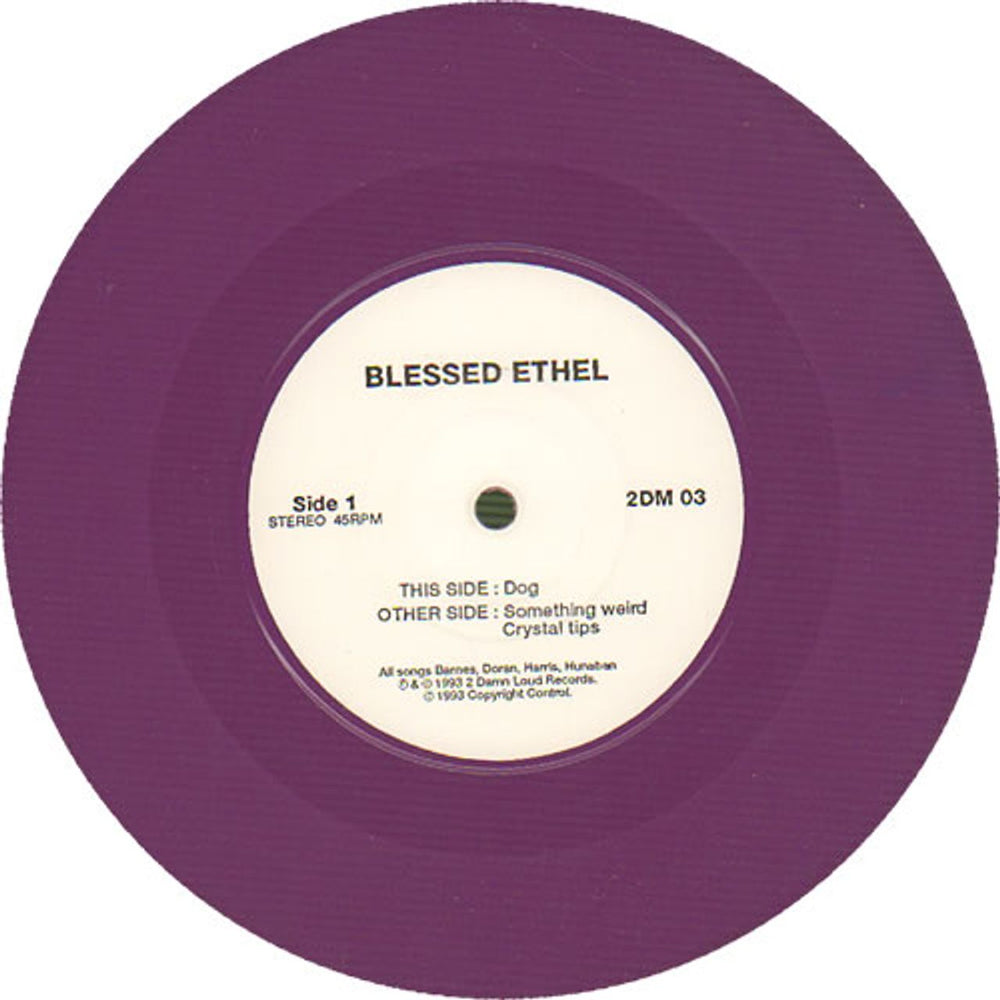 Blessed Ethel Dog - Purple Vinyl UK 7" vinyl single (7 inch record / 45) BZ907DO503161