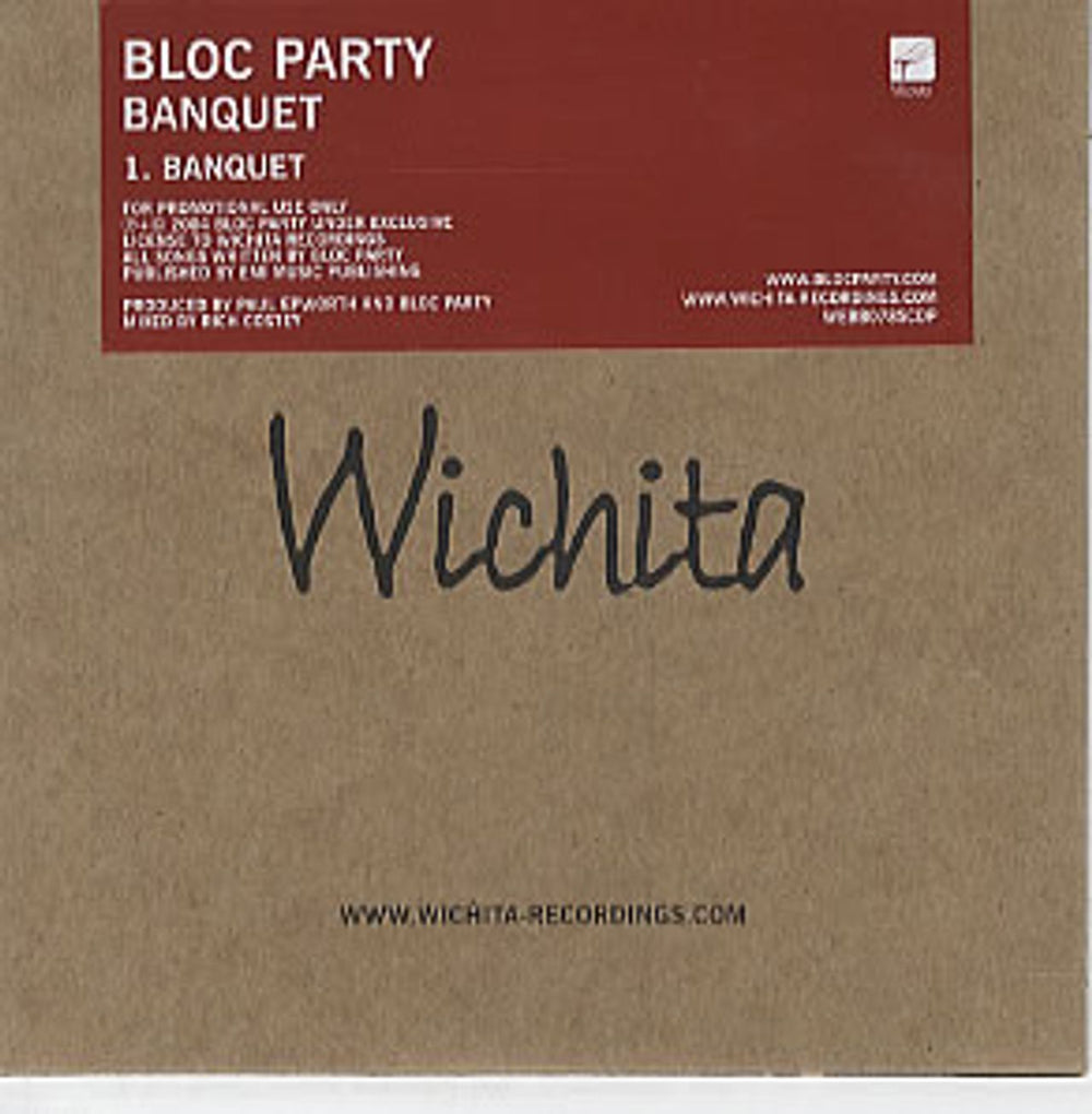 Bloc Party Banquet UK Promo CD single (CD5 / 5") WEBB078SCDP