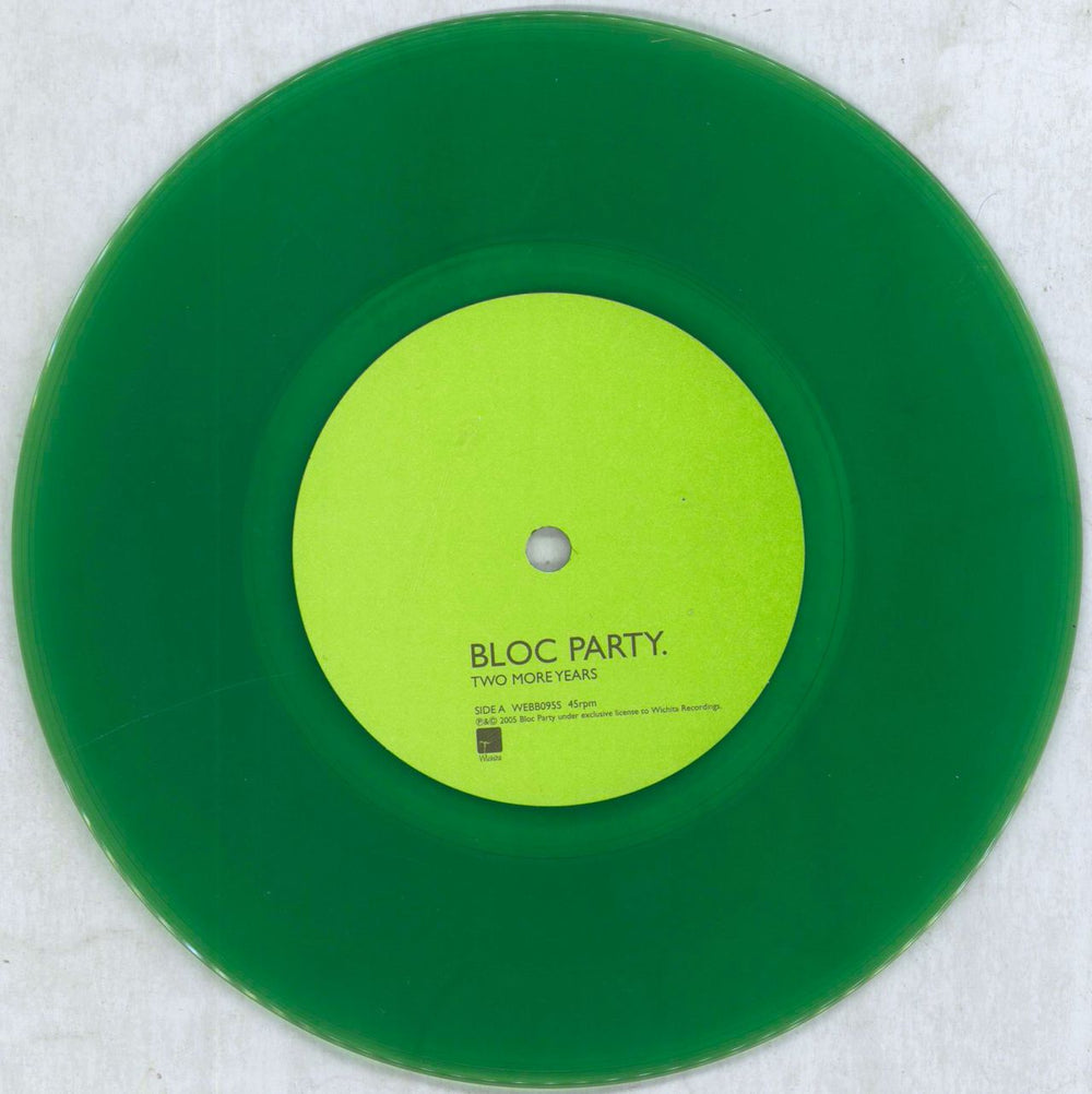 Bloc Party Two More Years - Green Vinyl UK 7" vinyl single (7 inch record / 45) BB507TW337594