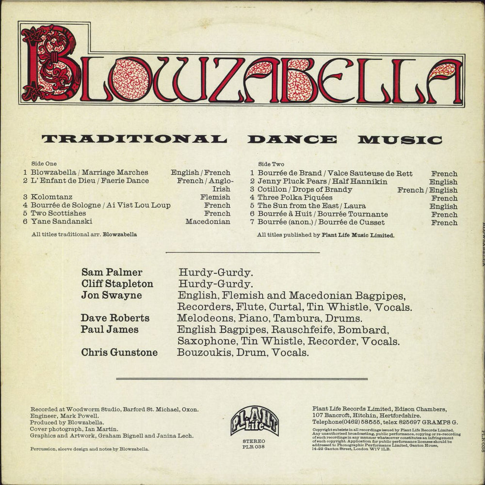 Blowzabella Blowzabella UK vinyl LP album (LP record)