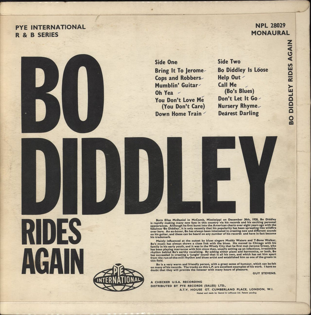 Bo Diddley Rides Again - VG UK vinyl LP album (LP record)