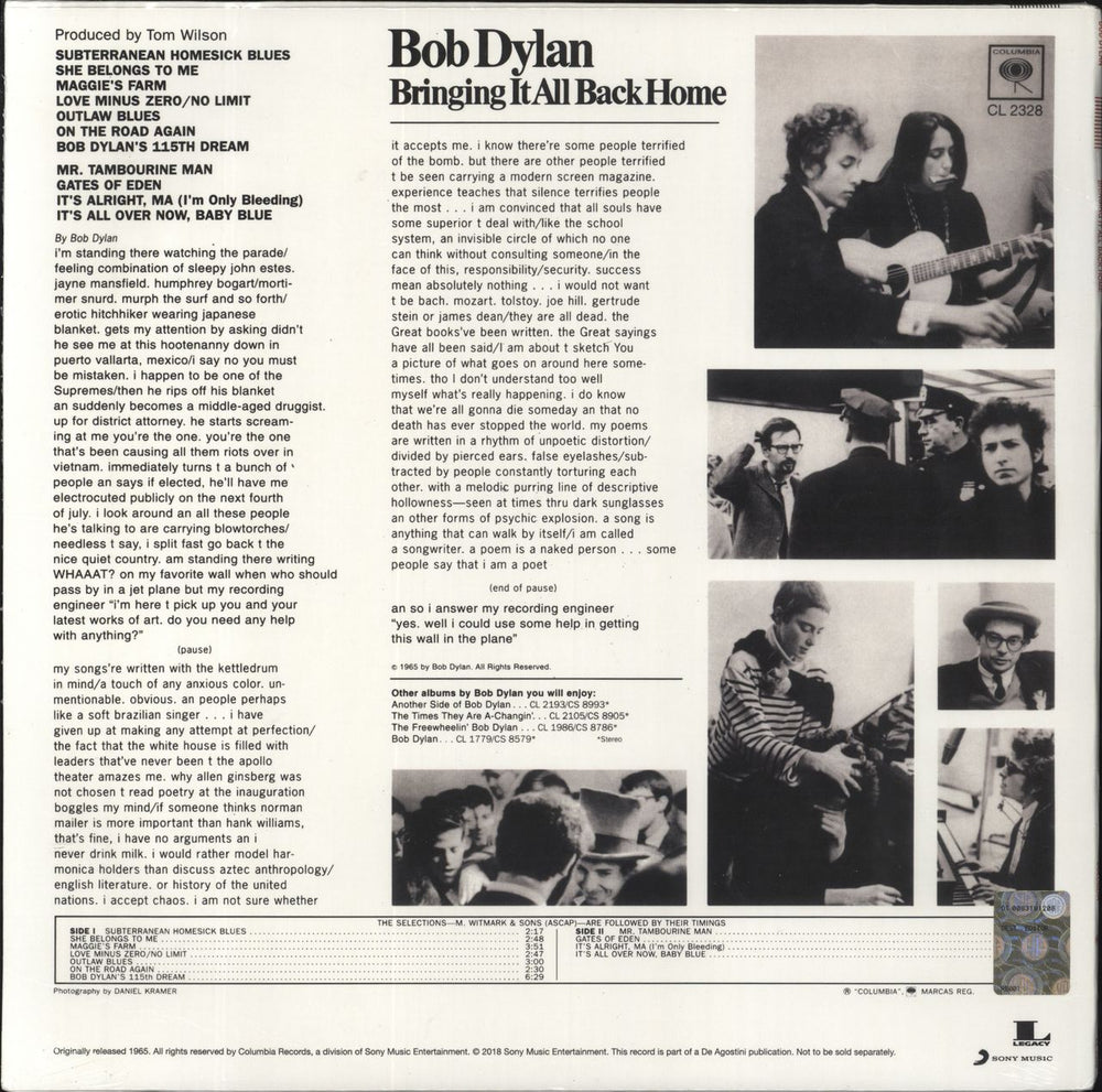 Bob Dylan Bringing It All Back Home: DeAgostini - 180gm - Sealed UK vinyl LP album (LP record)