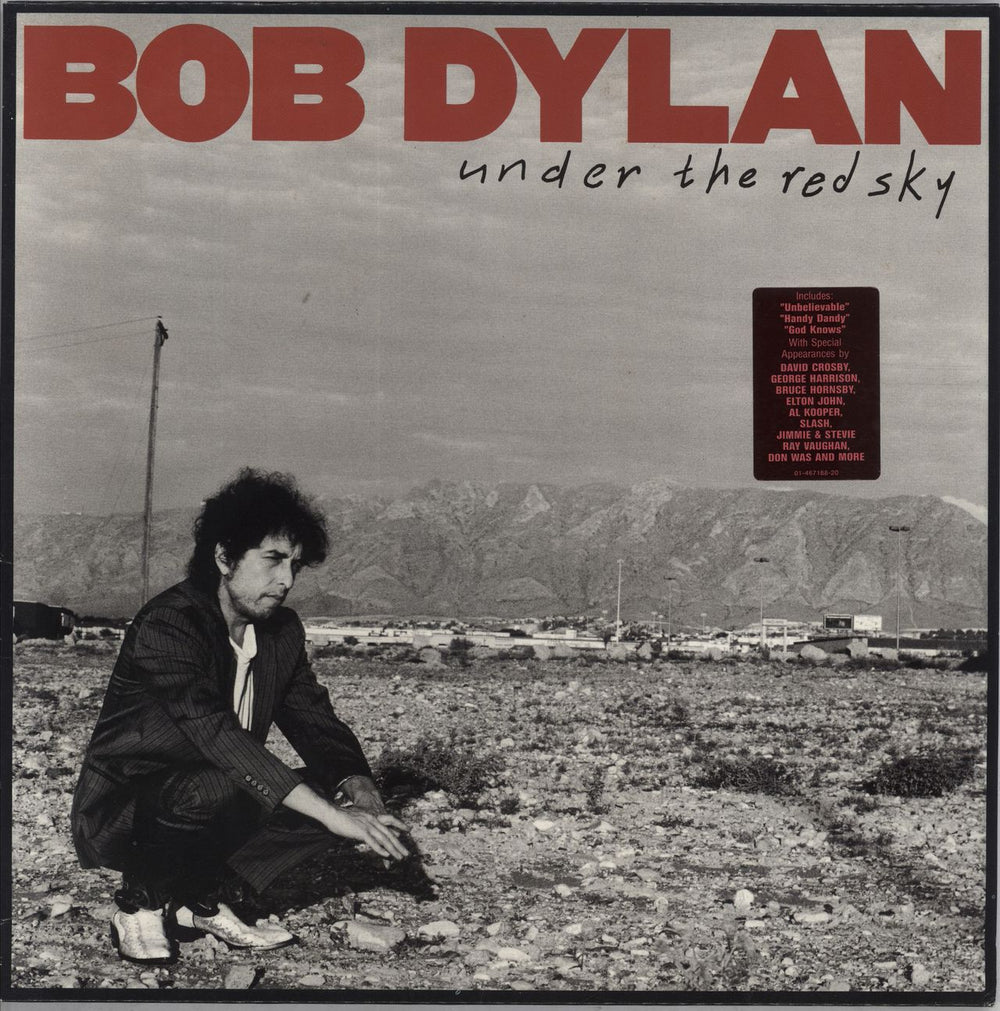 Bob Dylan Under The Red Sky - Single Hype Sticker UK vinyl LP album (LP record) 4671881