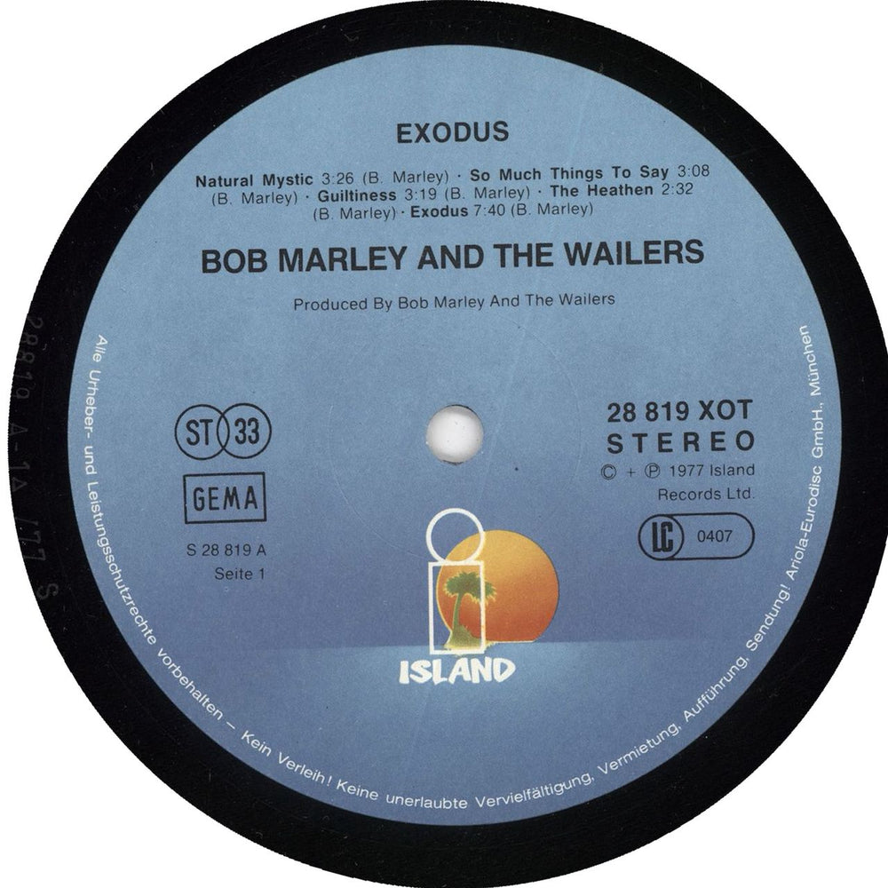 Bob Marley & The Wailers Exodus - Embossed German vinyl LP album (LP record)