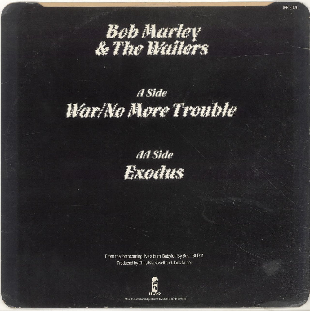 Bob Marley & The Wailers War/ No More Trouble UK 12" vinyl single (12 inch record / Maxi-single)