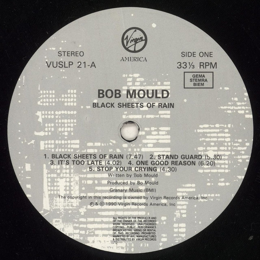 Bob Mould Black Sheets Of Rain UK vinyl LP album (LP record) BMOLPBL294707