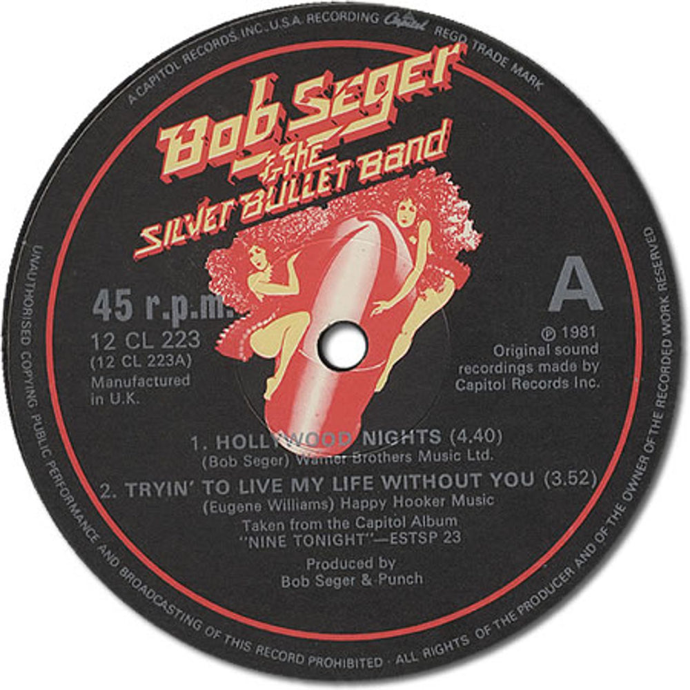 Bob Seger Hollywood Nights UK 12" vinyl single (12 inch record / Maxi-single) 12CL223