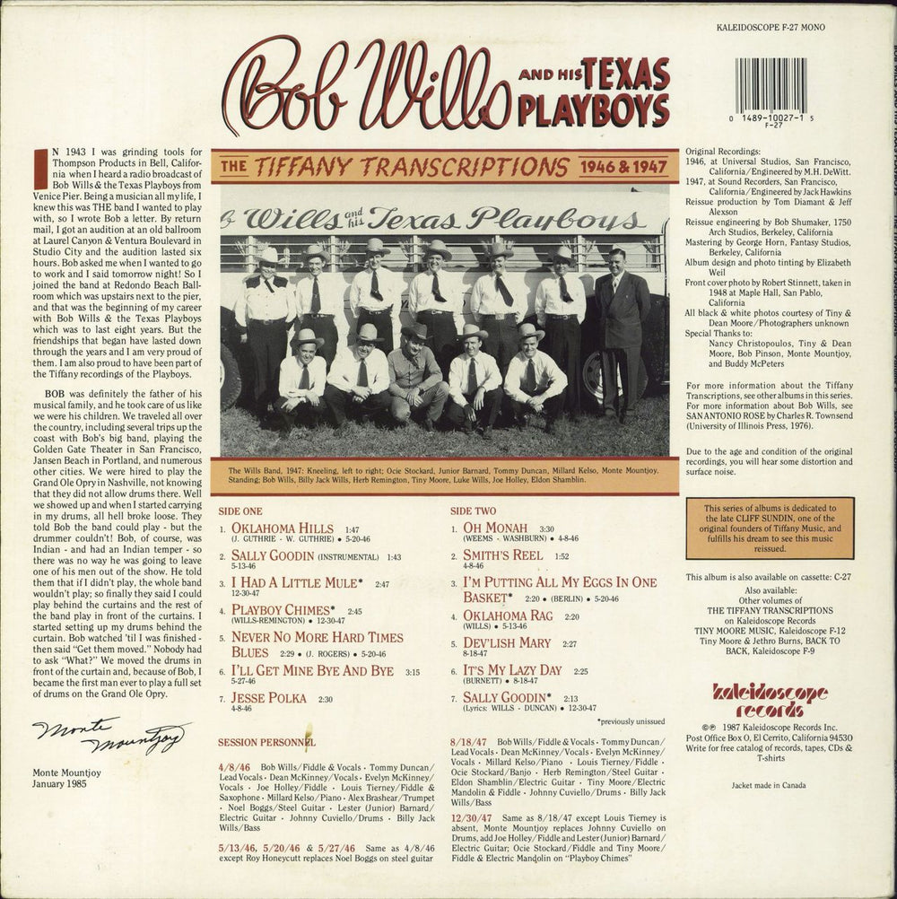 Bob Wills The Tiffany Transcriptions Vol. 6: Sally Goodin US vinyl LP album (LP record) 014891002715