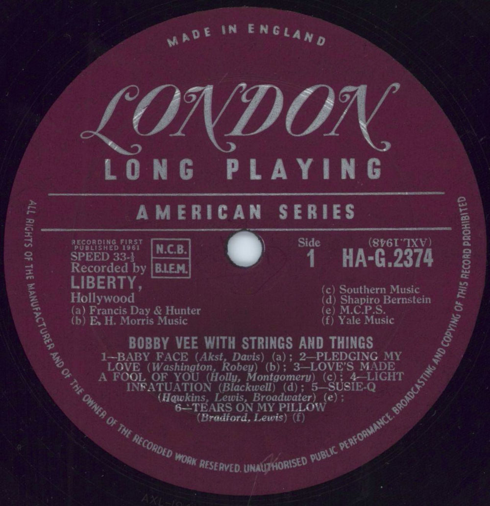 Bobby Vee Bobby Vee With Strings And Things - EX UK vinyl LP album (LP record) BYVLPBO789544