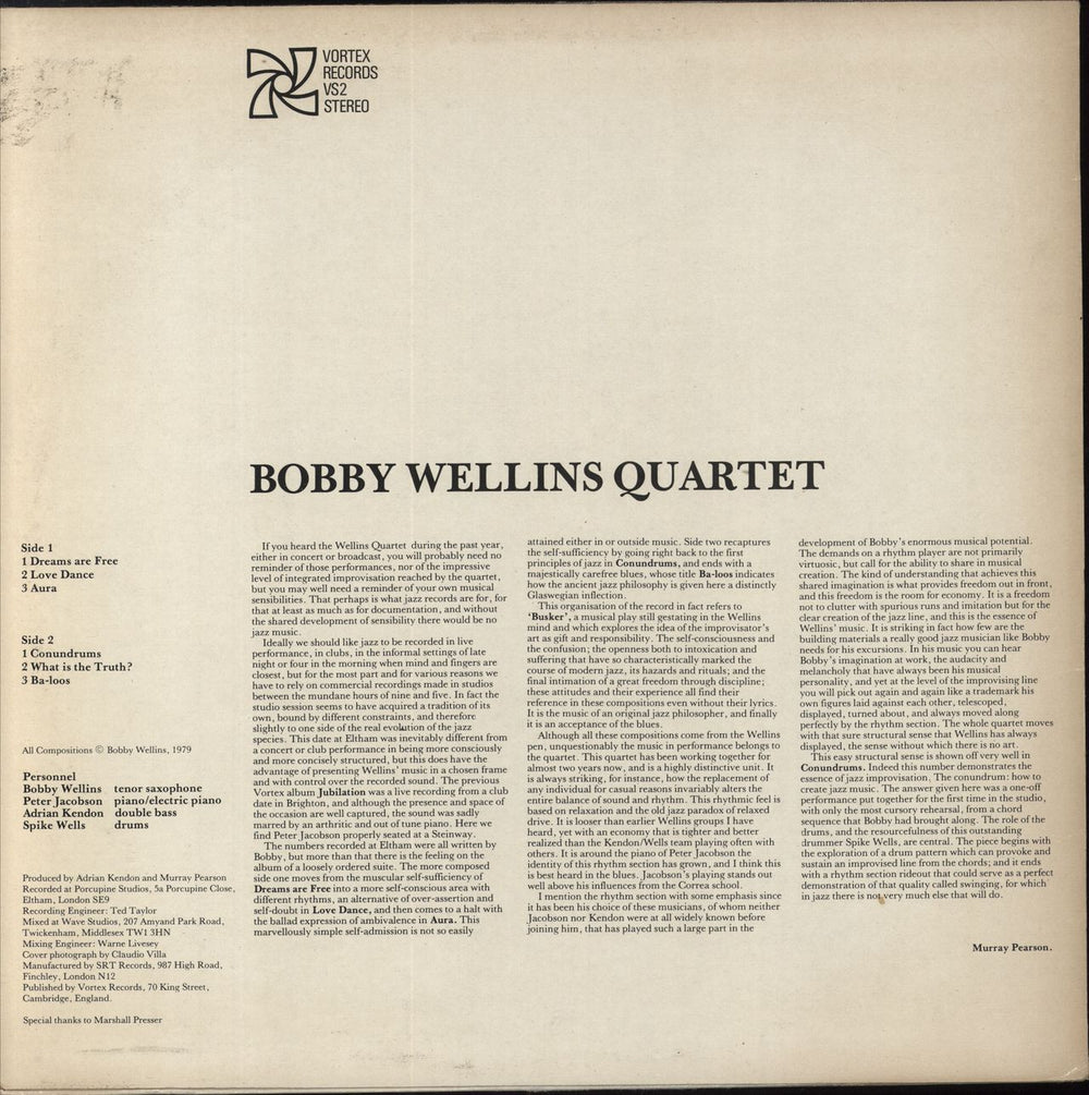 Bobby Wellins Dreams Are Free UK vinyl LP album (LP record)