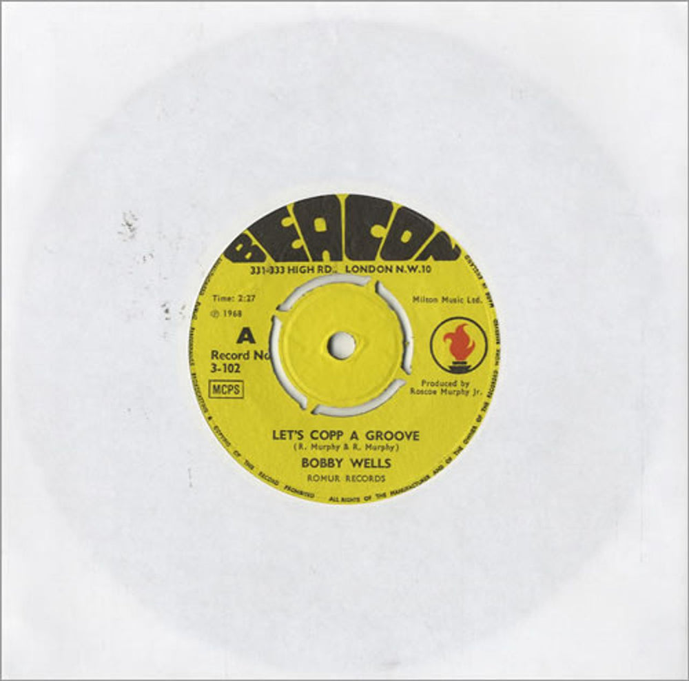 Bobby Wells Let's Copp A Groove - Yellow Label UK 7" vinyl single (7 inch record / 45) 3-102