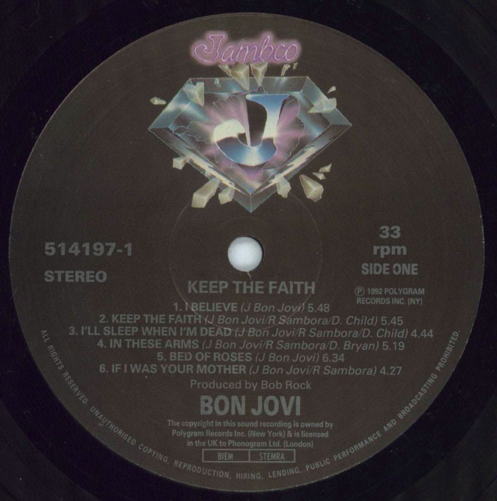 Bon Jovi Keep The Faith - EX UK vinyl LP album (LP record) BONLPKE612008