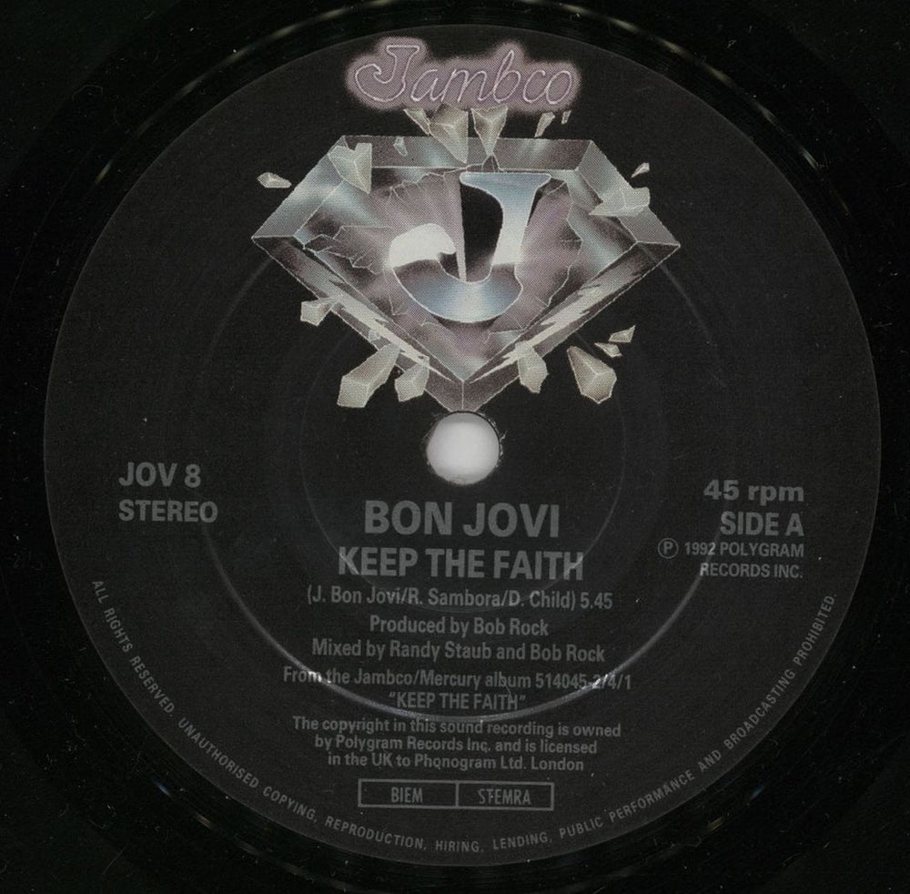 Bon Jovi Keep The Faith - Solid UK 7" vinyl single (7 inch record / 45) BON07KE754019