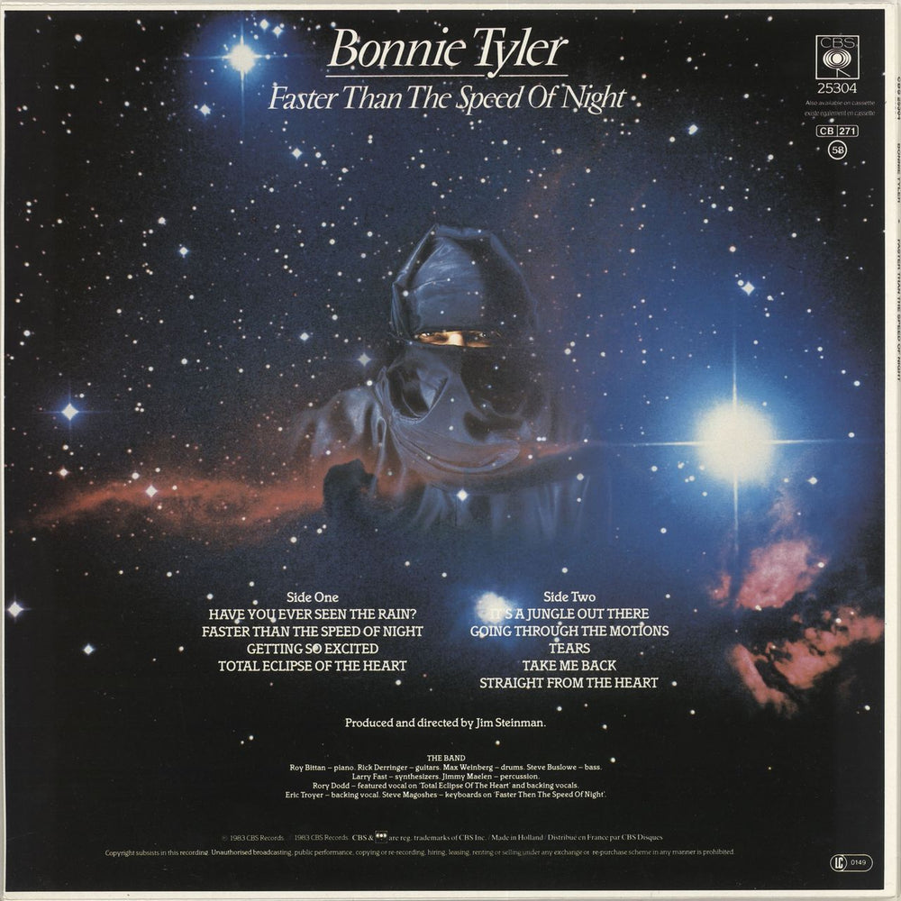 Bonnie Tyler Faster Than The Speed Of Night - Oval Sticker UK vinyl LP album (LP record)