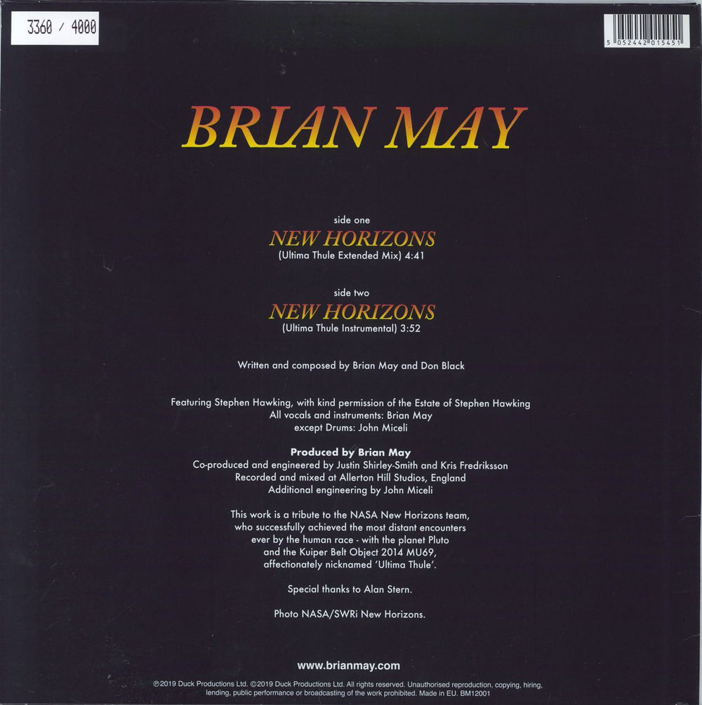 Brian May New Horizons - RSD19 UK 12" vinyl single (12 inch record / Maxi-single) 5052442015451