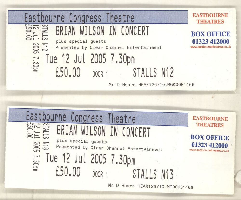 Brian Wilson 2005 Tour + Ticket Stub & Autographed UK tour programme BWITRTO704322