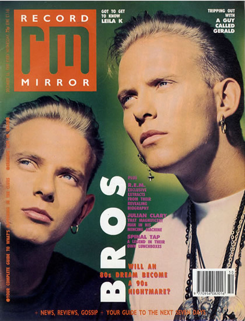 Bros Record Mirror UK magazine 16 DECEMBER 1989