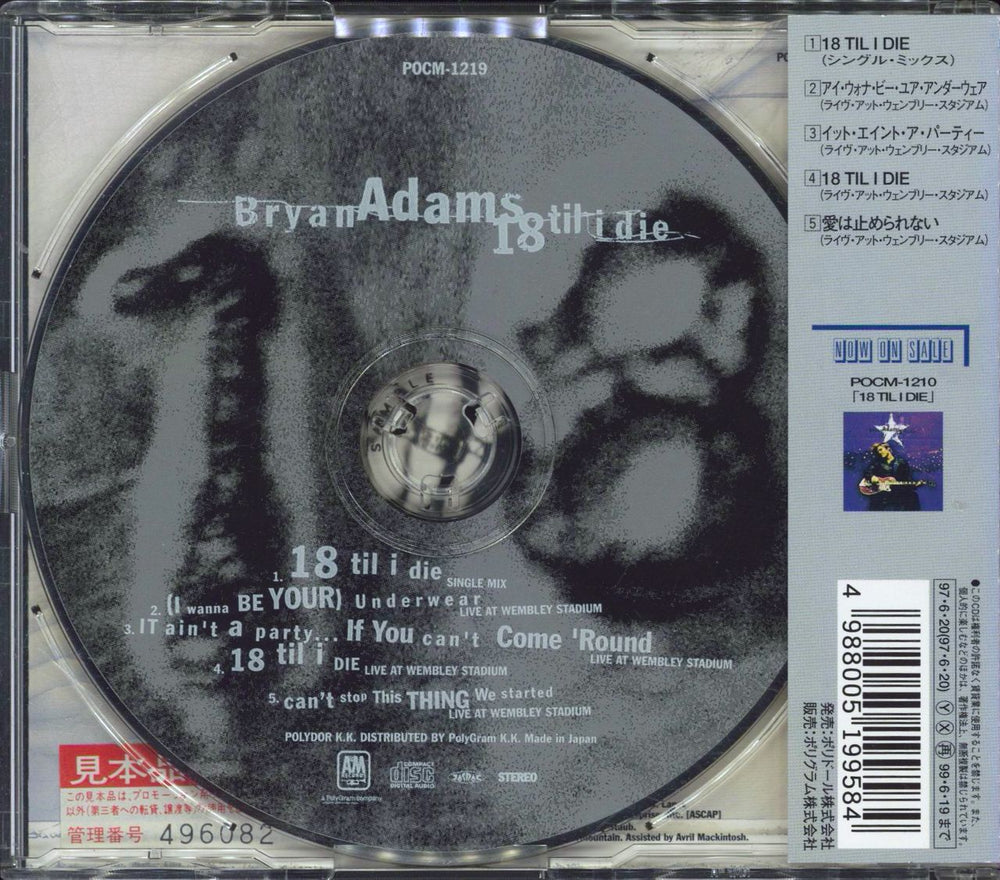 Bryan Adams 18 Til I Die Japanese Promo CD single — RareVinyl.com