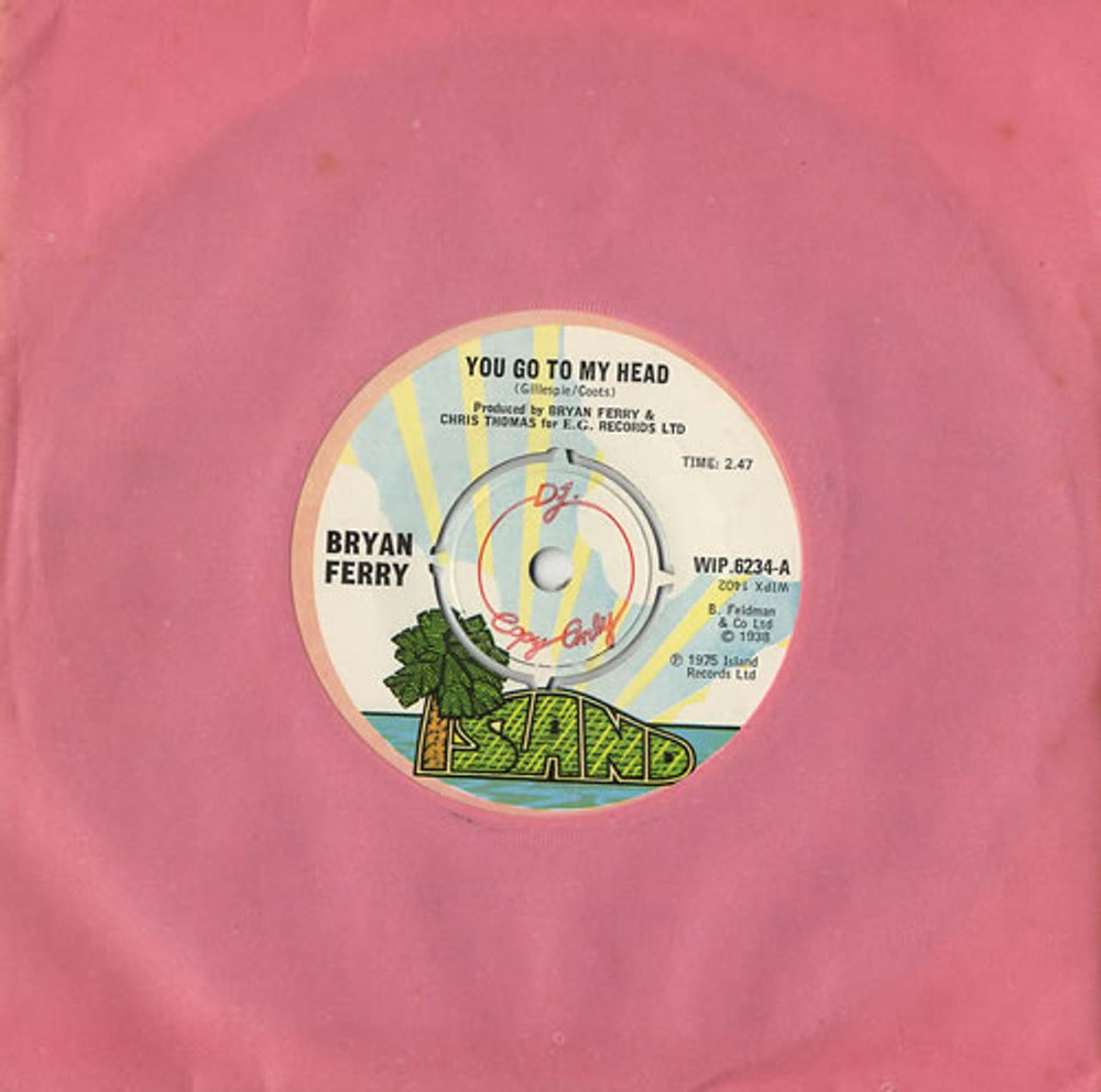 Bryan Ferry You Go To My Head UK Promo 7" vinyl single (7 inch record / 45) WIP.6234