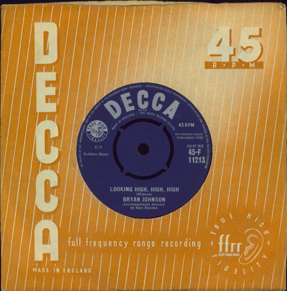 Bryan Johnson Looking High, High, High UK 7" vinyl single (7 inch record / 45) 45-F11213