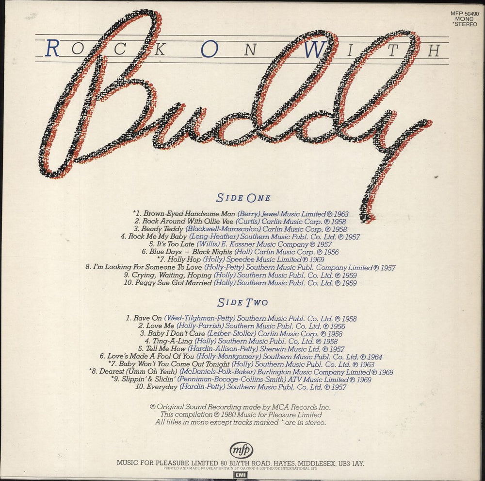 Buddy Holly Rock On With Buddy UK vinyl LP album (LP record)
