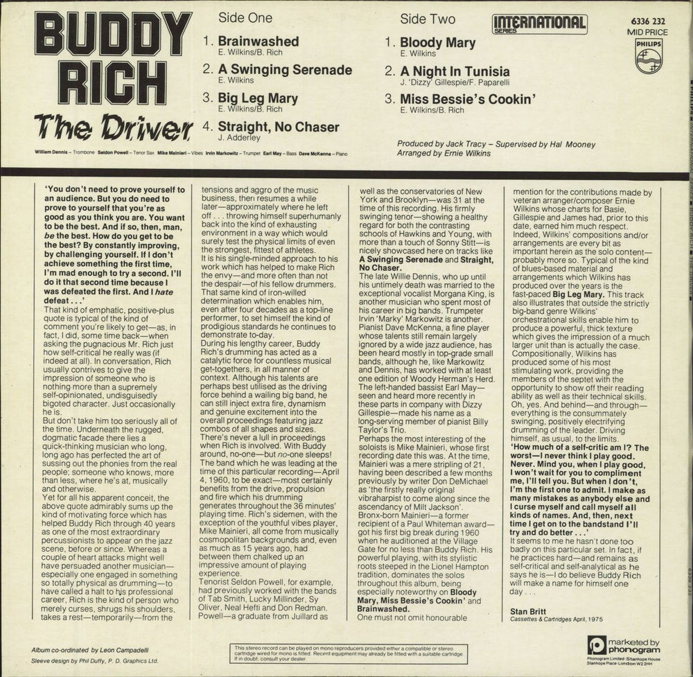 Buddy Rich The Driver UK vinyl LP album (LP record)