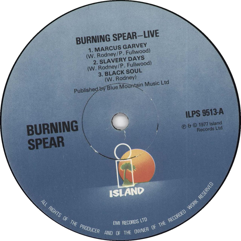 Burning Spear Live - Robert Stace/EMI UK vinyl LP album (LP record) 8BSLPLI726053