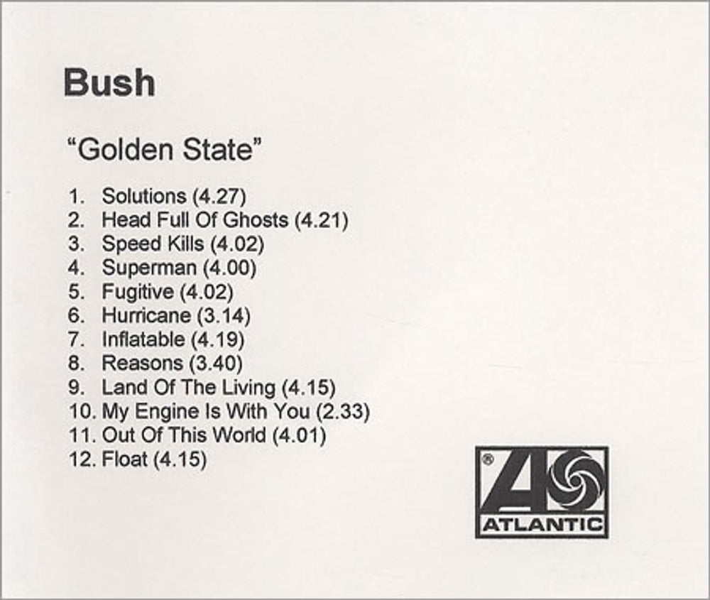 Bush Golden State UK CD-R acetate CD ACETATE