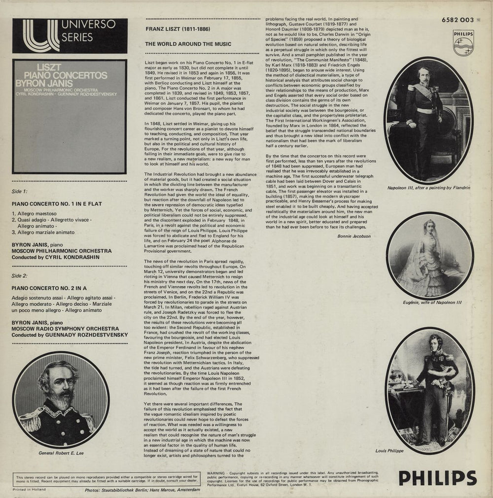Byron Janis Liszt Piano Concertos Dutch vinyl LP album (LP record)