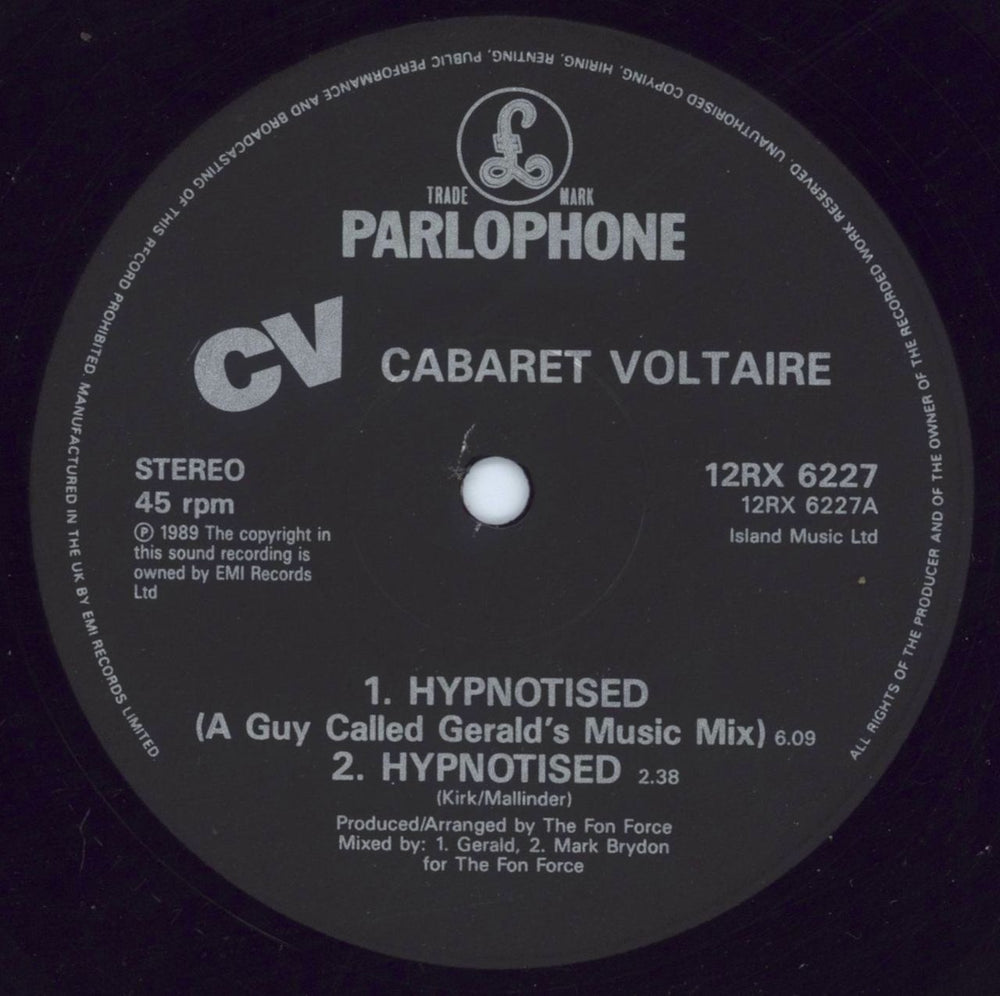 Cabaret Voltaire Hypnotised - Promo Stickered UK Promo 12" vinyl single (12 inch record / Maxi-single) VOL12HY807629