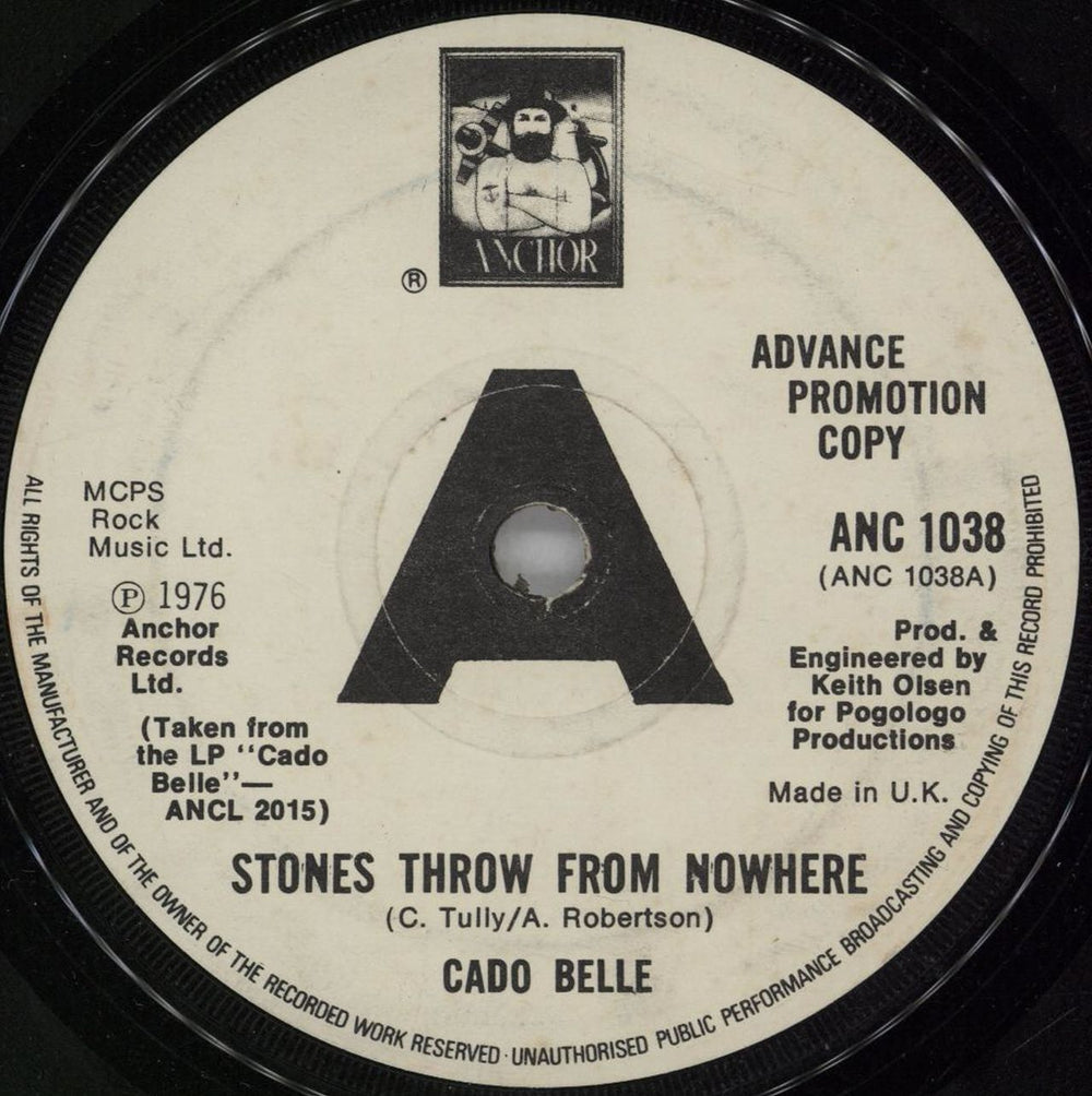 Cado Belle Stones Throw From Nowhere UK Promo 7" vinyl single (7 inch record / 45) ANC1038